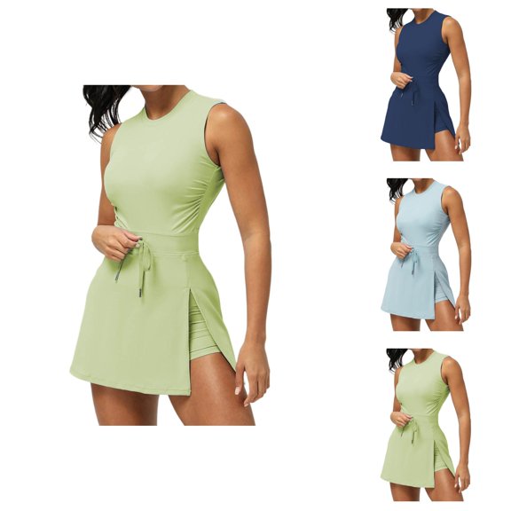 Tennis Dress Golf Dresses for Women Side Slit Lace Up Lightweight Moisture Wicking Workout Dress Athletic Dresses