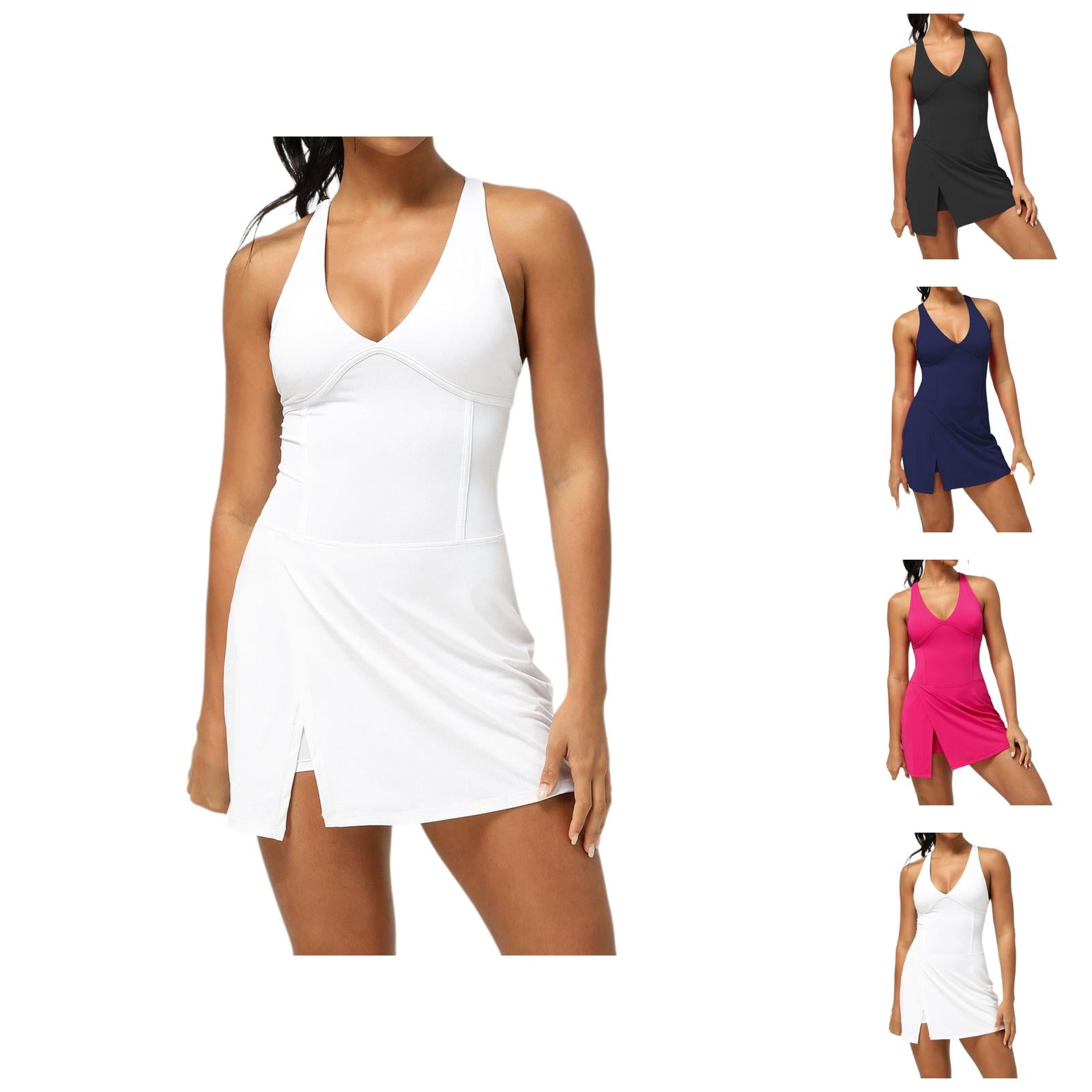 Tennis Dress Golf Dresses for Women Side Slit Quick Drying Moisture Wicking Padded Workout Dress Athletic Dresses