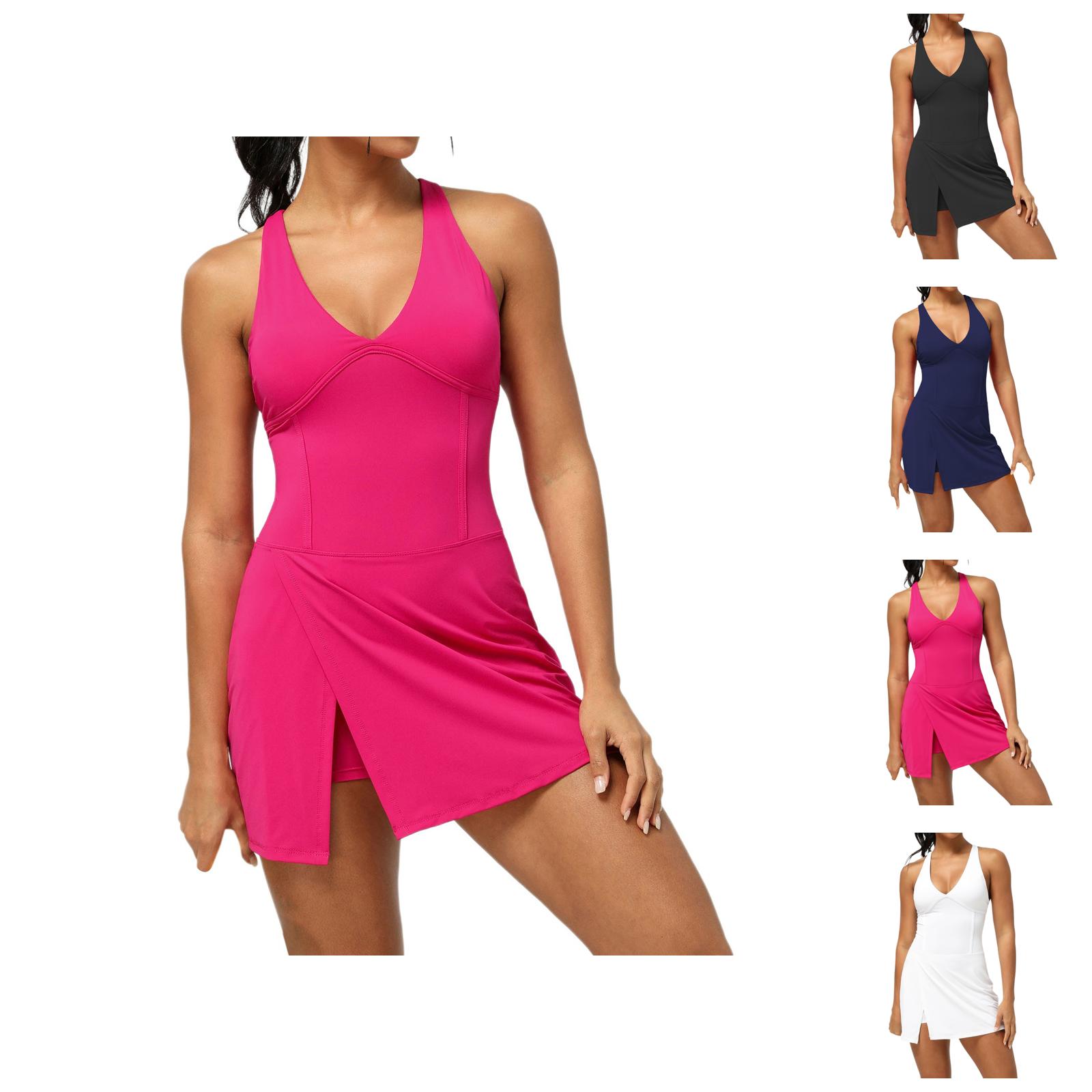 Tennis Dress Golf Dresses for Women Side Slit Quick Drying Moisture Wicking Padded Workout Dress Athletic Dresses