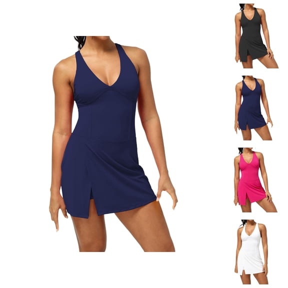 Tennis Dress Golf Dresses for Women Side Slit Quick Drying Moisture Wicking Padded Workout Dress Athletic Dresses