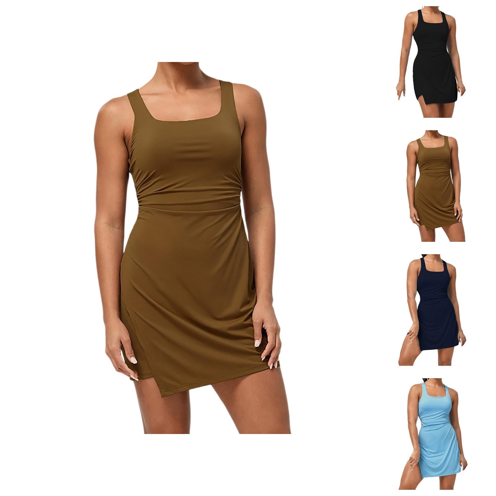 Tennis Dress Golf Dresses for Women Square Neck Quick Drying Moisture Wicking Padded Workout Dress Athletic Dresses