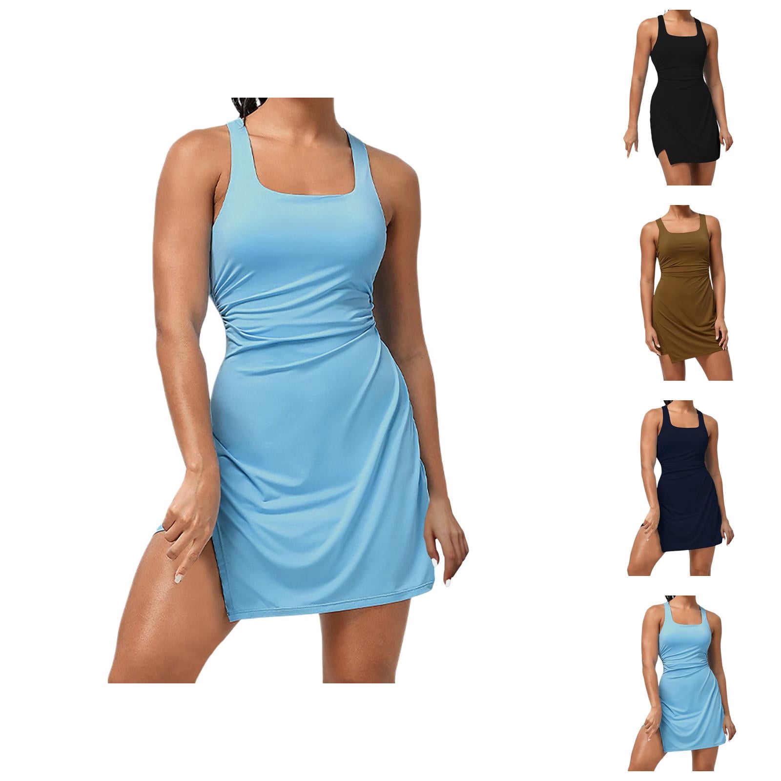Tennis Dress Golf Dresses for Women Square Neck Quick Drying Moisture Wicking Padded Workout Dress Athletic Dresses
