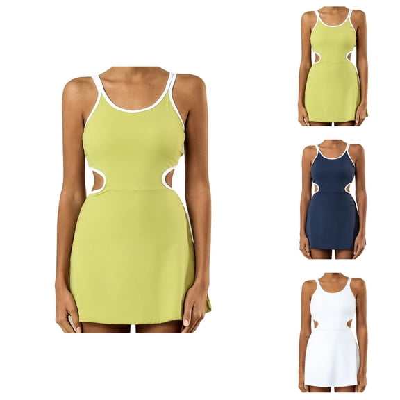 Tennis Dress Golf Dresses for Women Summer Hollow Out Racerback Workout Dress Athletic Dresses with Built in Bra