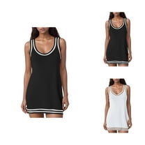 Tennis Dress Golf Dresses for Women Summer Knitted U Neck Lightweight Breathable Workout Dress Athletic Dresses