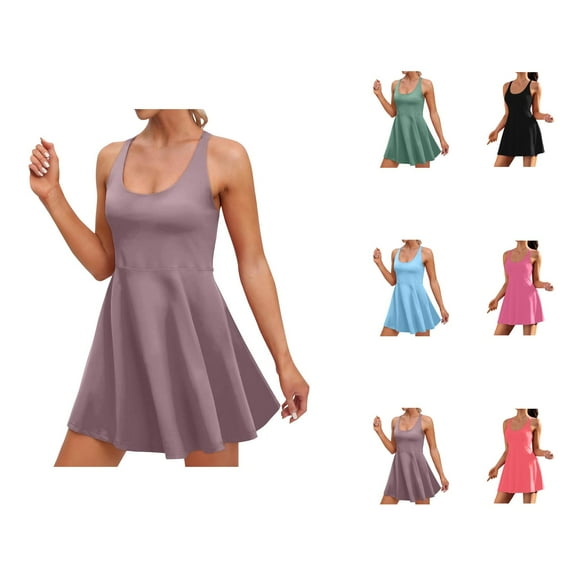 Tennis Dress Golf Dresses for Women Summer Lightweight Loose Fit Round Neck A Line Workout Dress Athletic Dresses