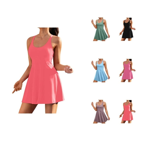 Tennis Dress Golf Dresses for Women Summer Lightweight Loose Fit Round Neck A Line Workout Dress Athletic Dresses