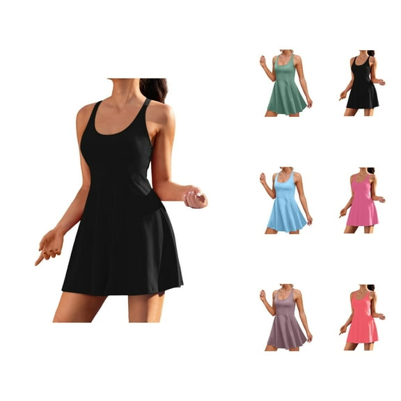 Tennis Dress Golf Dresses for Women Summer Lightweight Loose Fit Round Neck A Line Workout Dress Athletic Dresses
