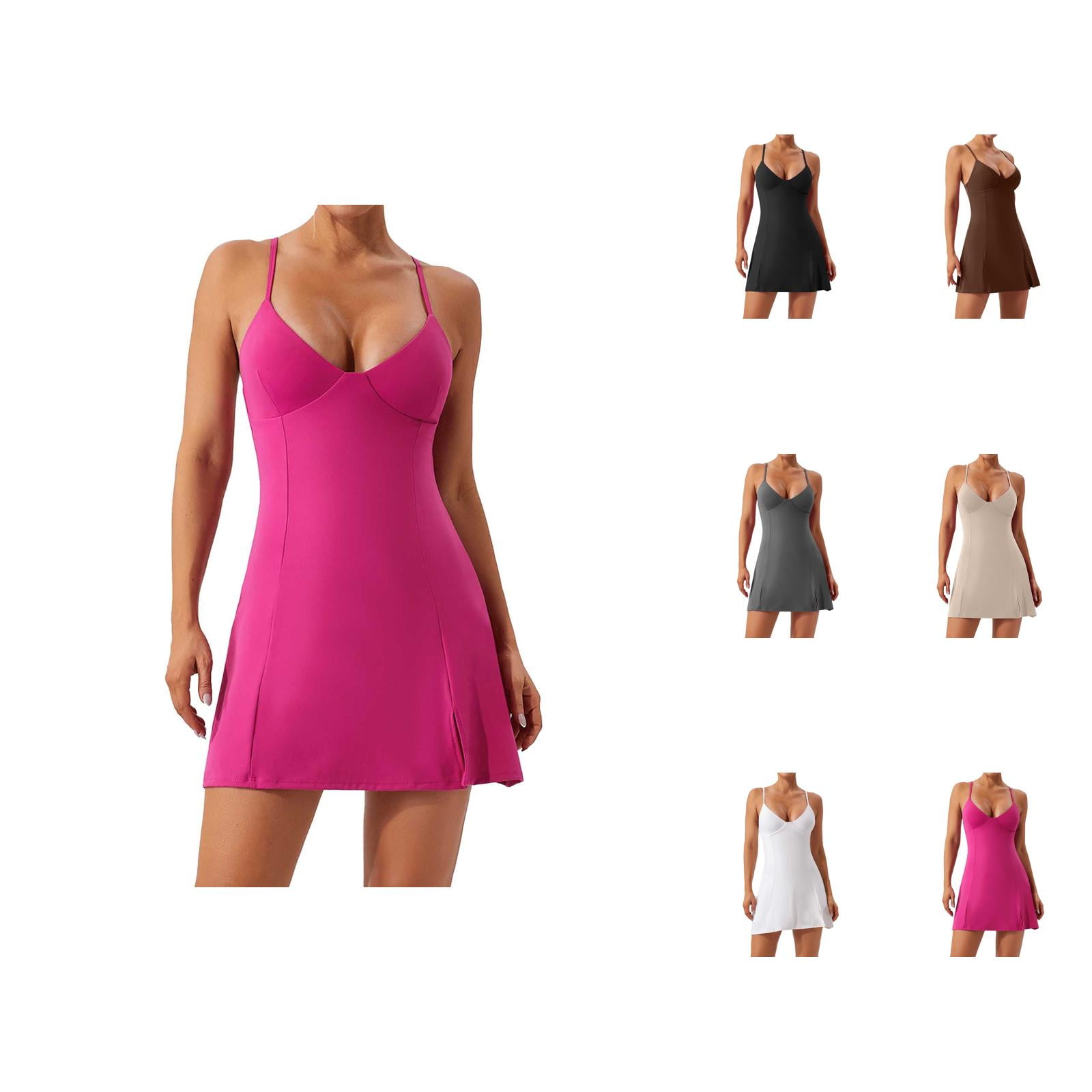 Tennis Dress Golf Dresses for Women V Neck Spaghetti Straps Racerback Breathable Workout Dress Athletic Dresses