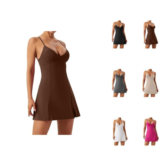 Tennis Dress Golf Dresses for Women V Neck Spaghetti Straps Racerback Breathable Workout Dress Athletic Dresses