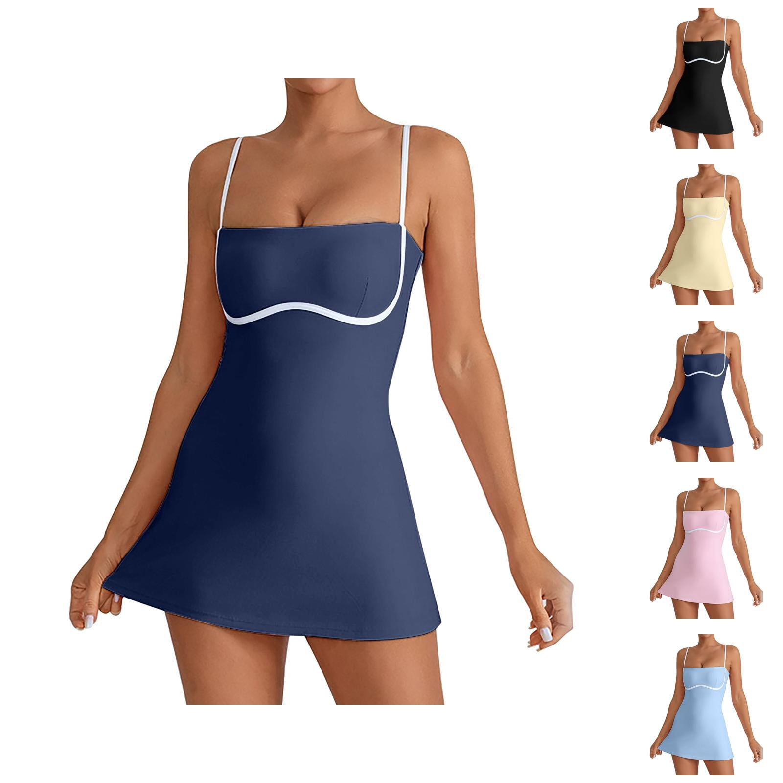 Tennis Dress Golf Dresses for Women with Shorts Adjustable Straps Workout Dress Athletic Dresses with Built in Bra