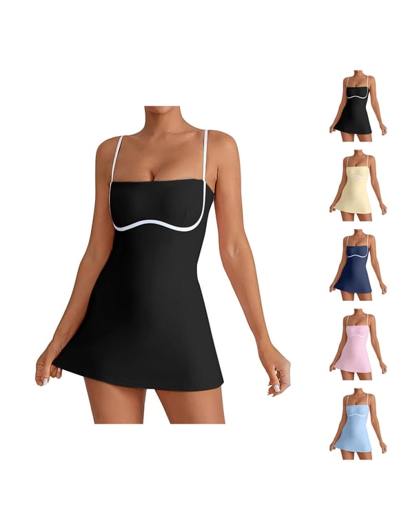 Tennis Dress Golf Dresses for Women with Shorts Adjustable Straps Workout Dress Athletic Dresses with Built in Bra