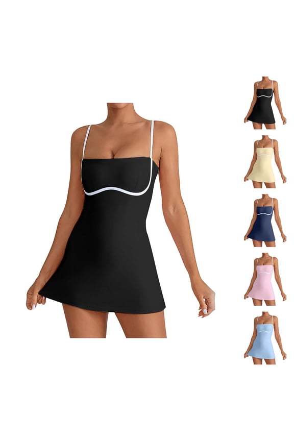 Tennis Dress Golf Dresses for Women with Shorts Adjustable Straps Workout Dress Athletic Dresses with Built in Bra