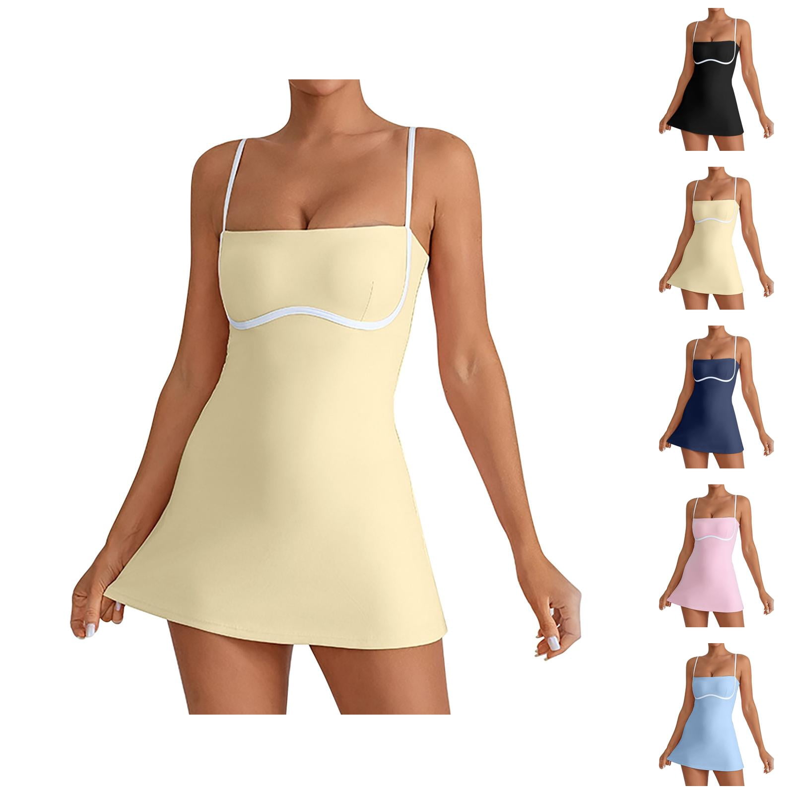 Tennis Dress Golf Dresses for Women with Shorts Adjustable Straps Workout Dress Athletic Dresses with Built in Bra