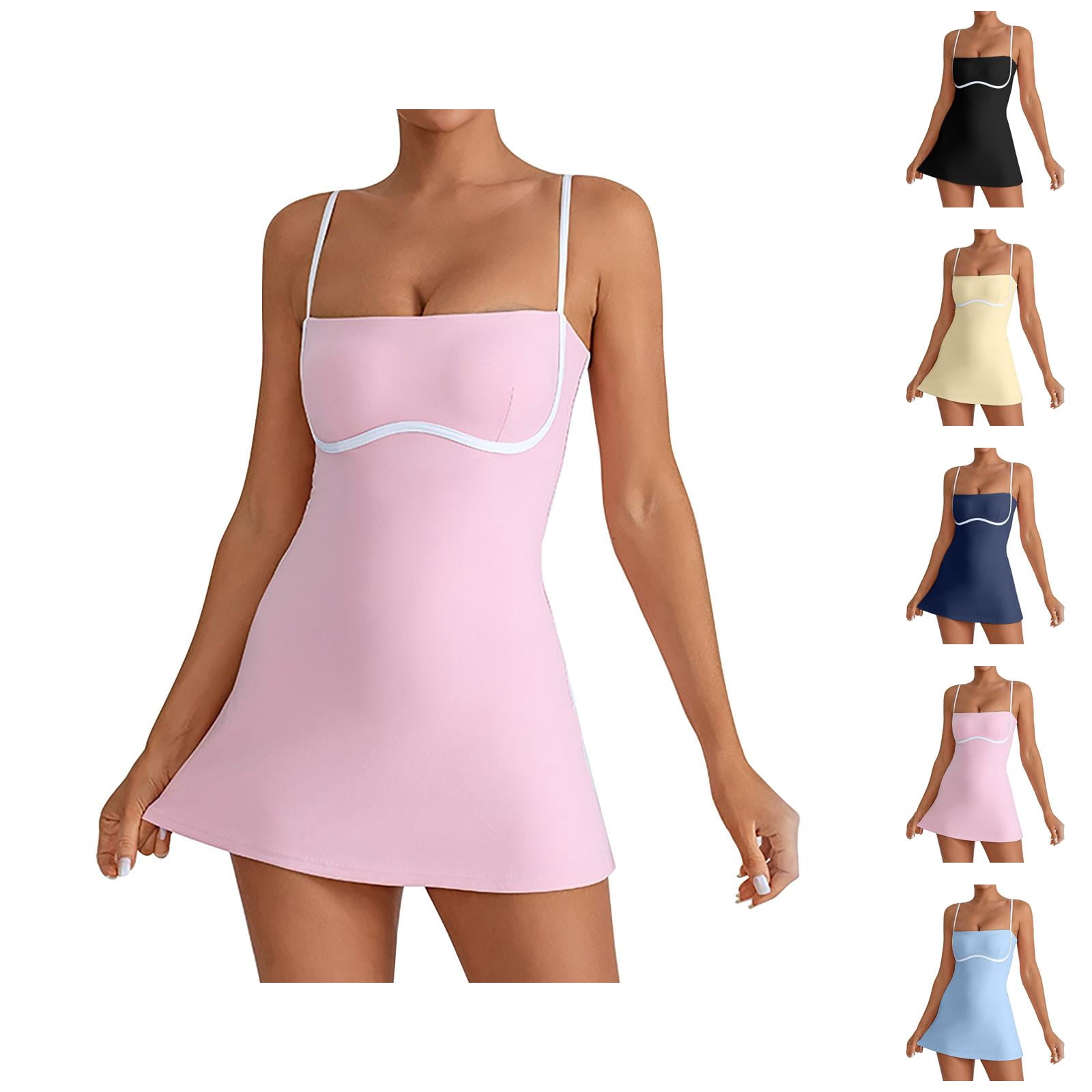 Tennis Dress Golf Dresses for Women with Shorts Adjustable Straps Workout Dress Athletic Dresses with Built in Bra