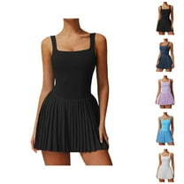 Tennis Dress Golf Dresses for Women with Shorts Breathable Pleated Padded Workout Dress Athletic Dresses with Pockets