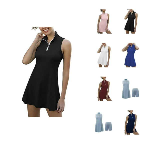 Tennis Dress Golf Dresses for Women with Shorts Stretchy Moisture Wicking Workout Dress Athletic Dresses with Pockets