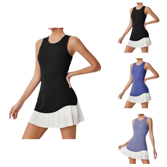 Tennis Dress Golf Dresses for Women with Shorts and Pockets Pleated Moisture Wicking Workout Dress Athletic Dresses