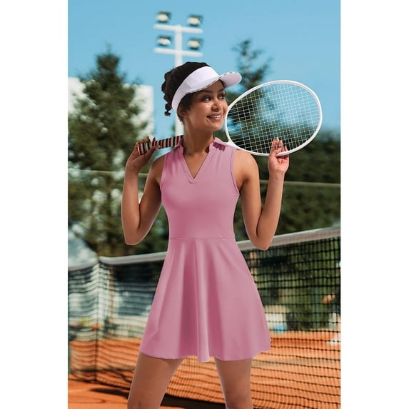 Tennis Dress for Women,Golf Dress with Built in Shorts with 4 Pockets for Sleeveless Athletic Workout Dress