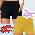 thumbnail image 1 of Tennis Dresses for Lady with Shorts 2pc Leggings Shorts for Women 5 Inch Stretchy Workout Butt Lifting Gym Seamless Biker Shorts with Pockets Yellow L, 1 of 8