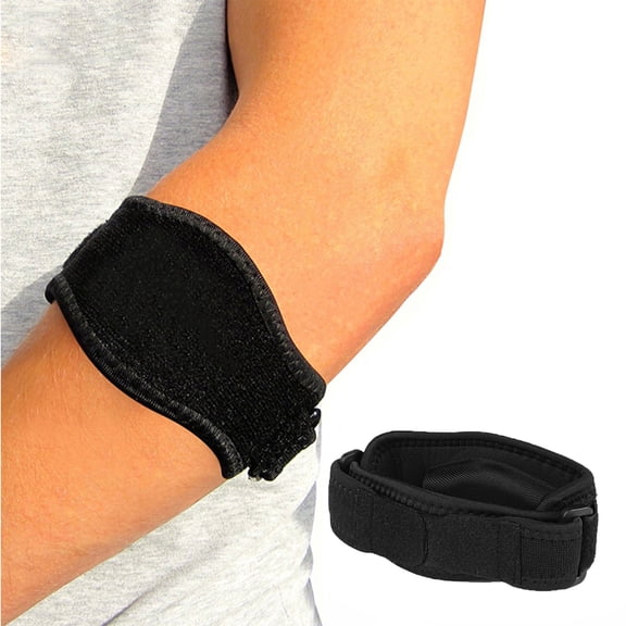 Fitness and Tennis Elbow Guards 2 Pack, Adjustable Elbow Support Strap with Compression Pad, Tennis Golf and Elbow Muscle Pain Relief, Tennis Elbow Brace for Men and Women (Black)
