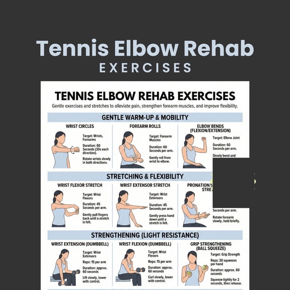 Tennis Elbow Rehabilitation Training Poster, Pick Ball Elbow Relief, External Elbow Pain Poster, Stretching Exercise Poster, Flexibility Chart Poster, Exercise Exercise Poster