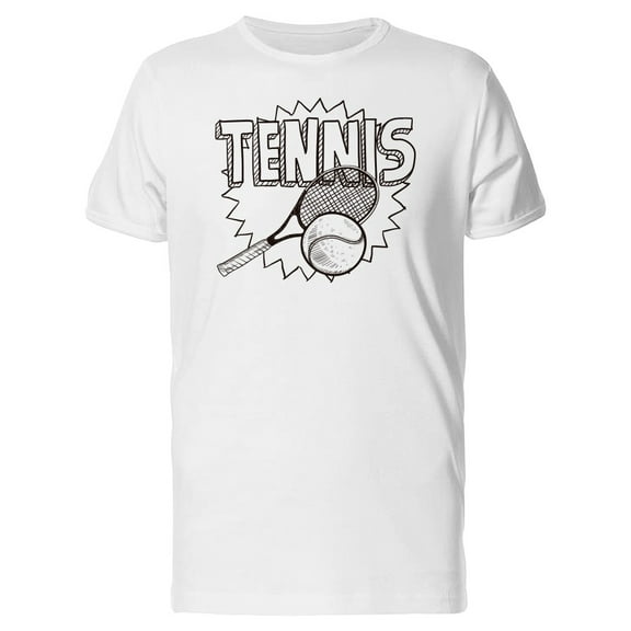 Tennis Equipment Doodle T-Shirt Men -Image by Shutterstock, Male x-Large
