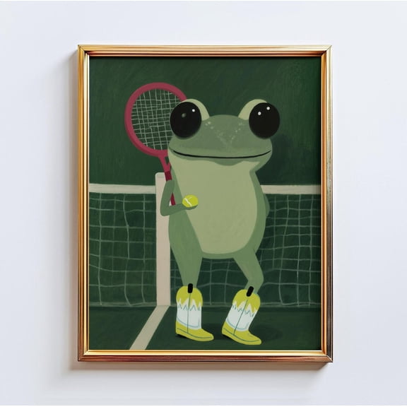 Tennis Frog Whimsical Animal Wall Art Home Decor