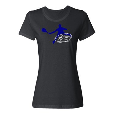 Tennis GOAT in Action - Novak Signature Inspired Ladies' Crewneck T-Shirt (Black, Medium)