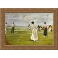 thumbnail image 1 of Tennis Game by the Sea 24x18 Gold Ornate Wood Framed Canvas Art by Max Liebermann, 1 of 2