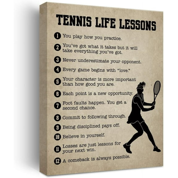 Tennis Gifts Inspirational Sports Wall Decor Christmas Birthday Thank You Gifts for Women Tennis Coach Player Friend Canvas Paintings Posters for Sports Club Bedroom Gym Home Decor