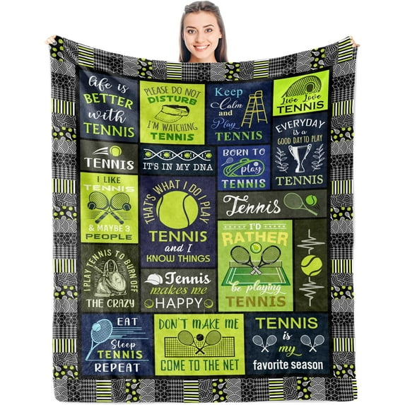 Tennis Gifts for Women/Men, Tennis Gifts for Boys/Girls, Gifts for a Tennis Lover/Players Female/Male, Tennis Accessories Gifts Unique, Funny Tennis Themed Gifts Ideas Blanket/Throw 50" x 40"