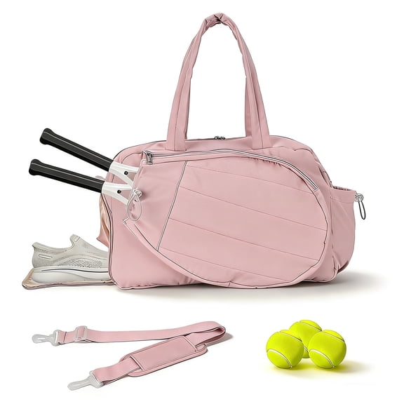 Tennis Bag for Women, Multi-Pocket 35L Tennis Gym Bag, Sport Bag with Shoe Compartment, Wet Pocket for Pickleball Badminton (Pink)