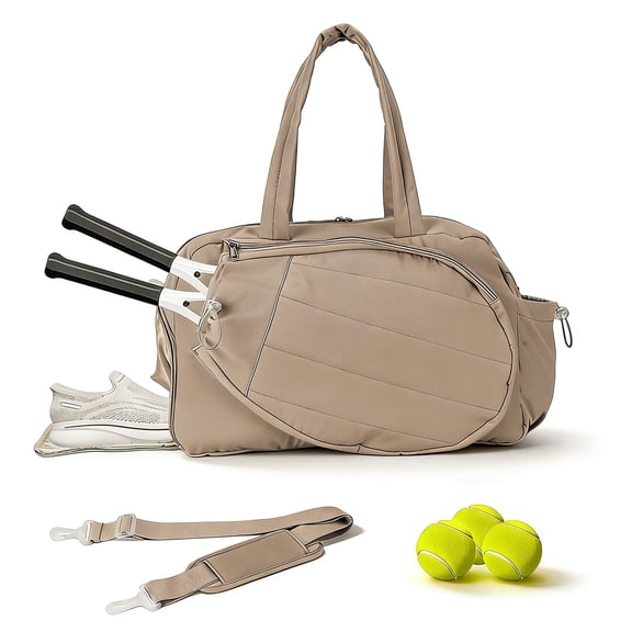 Tennis Bag for Women, Multi-Pocket 35L Tennis Gym Bag, Sport Bag with Shoe Compartment, Wet Pocket for Pickleball Badminton (Khaki)