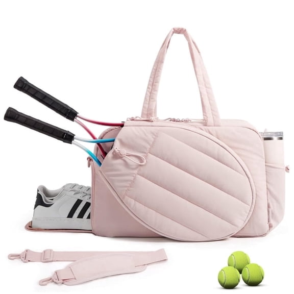 Alikpop Unisex Tennis Racket Shoe Laptop Compartment Polyester Shoulder Bag, Pink