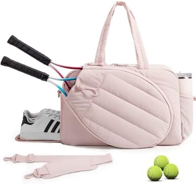 Tennis Gym Bag for Women, Tennis Bag Holds 2 Rackets with Shoe Compartment & Wet Pocket, Sports Duffle Bags fits up to 15.6" Laptop, Women Overnight Weekend Bag