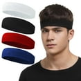 thumbnail image 1 of Tennis Headband Sweat Bands For Men Women,Workout Sweatbands Moisture Wicking Absorbent Head Bands For Teenagers Students,Stretch No Slip Men's Headbands For Yoga Running Sports Hiking 4pcs, 1 of 5