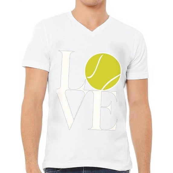 Tennis Love V-Neck T-Shirt - Cute White loose and comfortable large size T-Shirt - Tennis V-Neck Tee