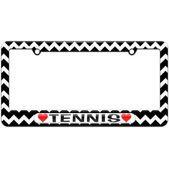 Tennis Love with Hearts License Plate Tag Frame, Multiple Colors