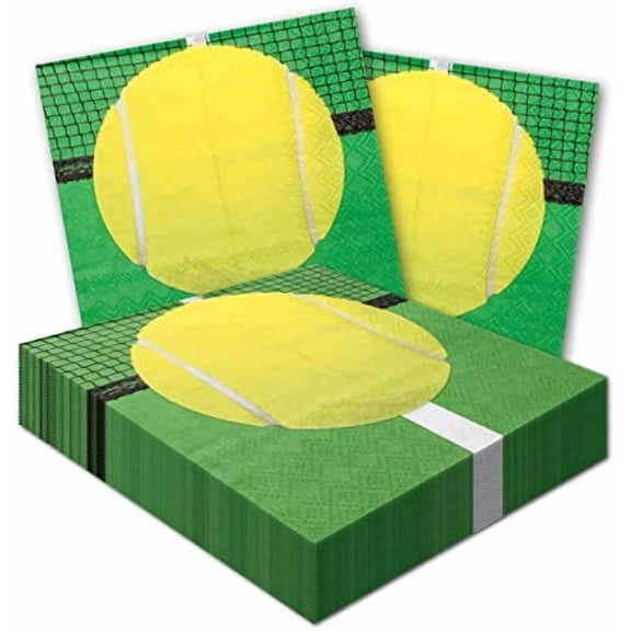 Tennis Luncheon Napkins (32 pack)! Beautiful 6.5 inch square(folded) Paper Napkins with authentic tennis graphics. Coordinates with Tennis Party Collection. Game-Set-Party!
