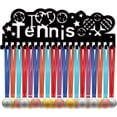 thumbnail image 1 of Tennis Medal Hangers Medal Holder Display Wing Rack Sports Metal Hanging Awards Iron Mount Decor with 20 Hooks for Wall Home Badge Dancer Soccer Gymnastics Ballet Black 15.7 x 5.5 Inch, 1 of 7