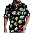 thumbnail image 1 of Tennis Men's Button Down Hawaiian Poplin Shirt Summer Beach Printed Casual Short Sleeve Unisex Shirts, 1 of 6