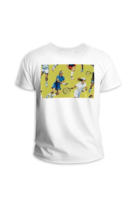 Tennis Men's Classic White Cotton T-Shirt for Summer Casual Comfort and Style, 100% Pure Cotton Tee Shirt for Everyday Wear, Crew Neck Short Sleeve Shirt with Relaxed Fit