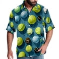 thumbnail image 1 of Tennis Men's Hawaiian Button Down Printed Short Sleeve Summer Beach Shirts, 1 of 6