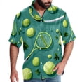 thumbnail image 1 of Tennis Men's Short Sleeve Poplin Shirt, Button Down Casual Summer Beach Printed Unisex Shirt, 1 of 6