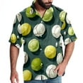 thumbnail image 1 of Tennis Men's Short Sleeve Spread Collar Beach Shirts Casual Printed Button Down Unisex Summer Tops, 1 of 6