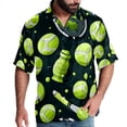 thumbnail image 1 of Tennis Men's Short Sleeve Spread Collar Poplin Button Down Casual Printed Summer Beach Unisex Shirts, 1 of 6