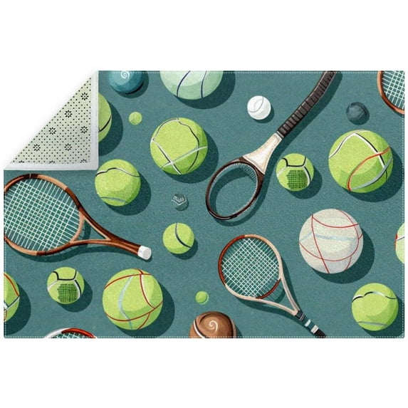 Tennis Modern Polyester Indoor Rug - Soft and Durable Floor Mat for Home Decor - Area Rug for Living Room, Bedroom, or Office - Easy to Clean and Maintain