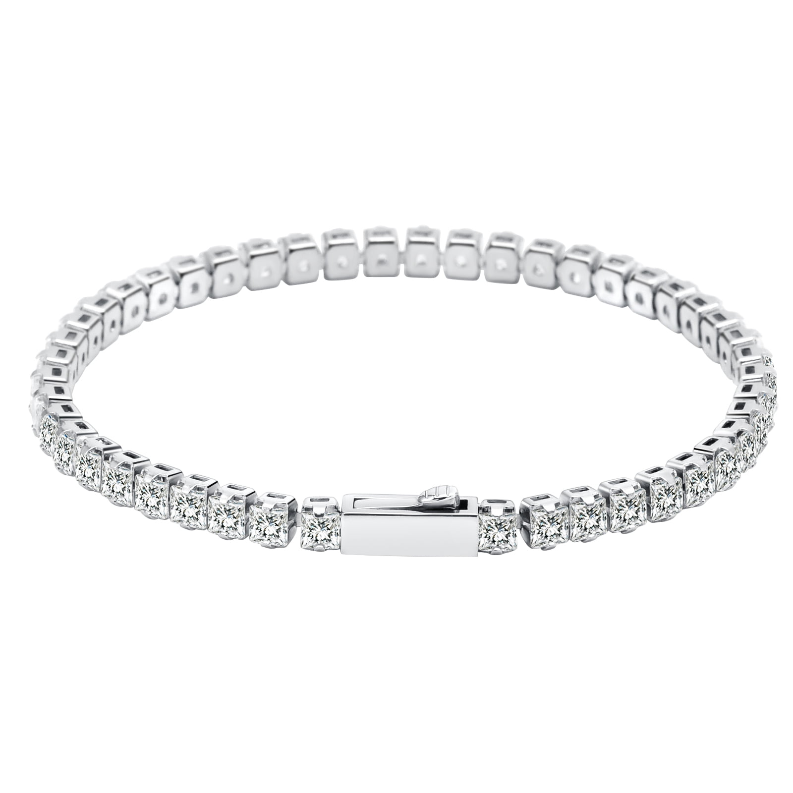 Tennis Necklace 18K White Gold Color 5A Cubic Zirconia Cut Faux Diamond