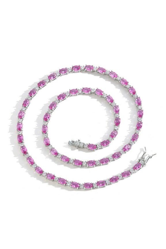 Tennis Necklace for Women 18K Gold Plated Round/Oval Cut Lab Diamond Necklace Chain Different Shapes CZ Necklaces for Women Party Prom Gemstone Necklaces