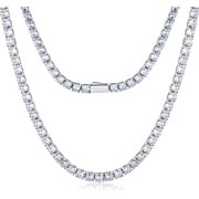 Tennis Necklace for Women and Men 4/ 5mm 1 Row Prong-Setting Stainless Steel Tennis Chain 5A+ Cubic Zirconia Iced Out Chain Never Fade Diamond Necklace or Bracelet -with Gift Box